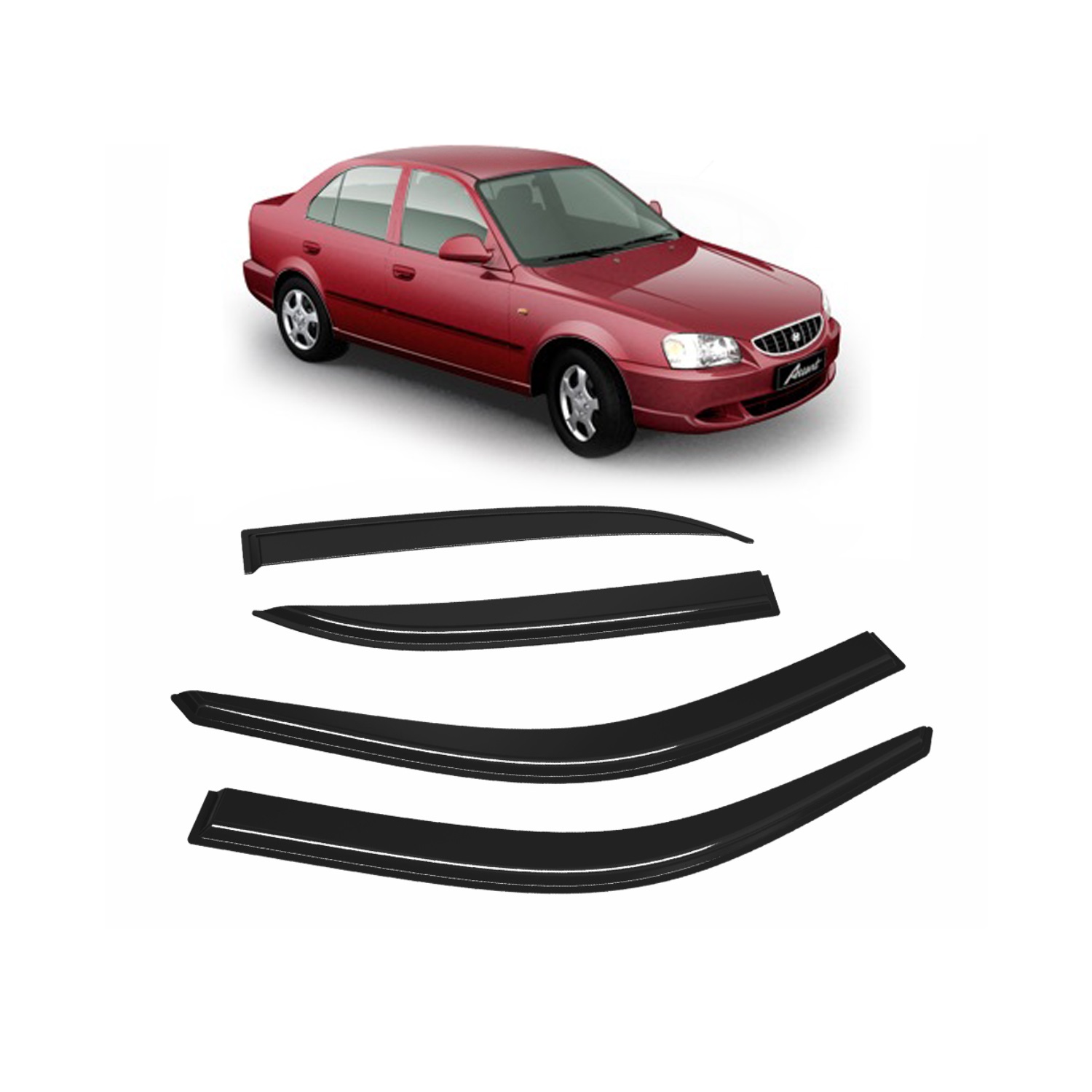 Ветровики Hyundai Accent "Voron Glass", 2000-2011