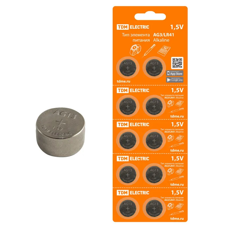 Батарейка LR44/AG13 "TDM", alkaline