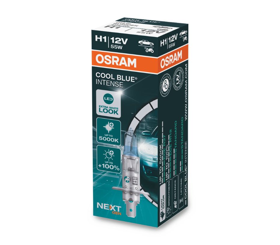 Автолампа H1 "Osram", Cool Blue INTENSE, +100%, 12V, 55W, 5000К