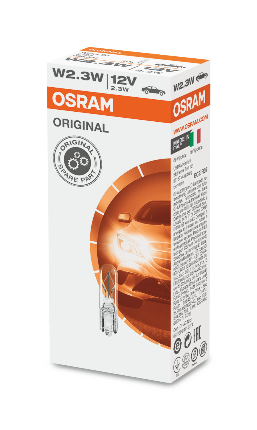 Автолампа в панель W2,3W "Osram", Original, 12V, 2,3W