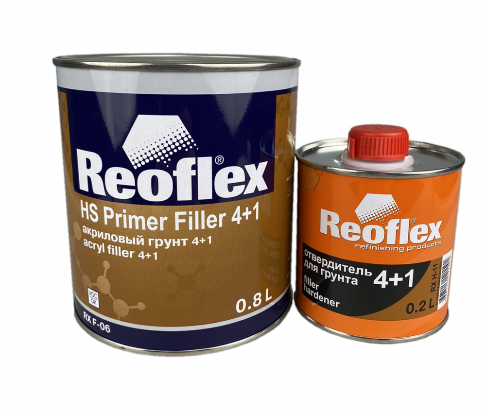 Грунт "Reoflex" 4+1 2К HS Primer Filler, серый, с отвердителем, 0,8л