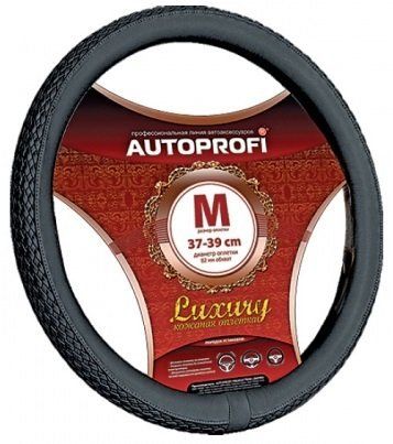 Оплетка "Autoprofi" имитация кожи, черная, размер М 