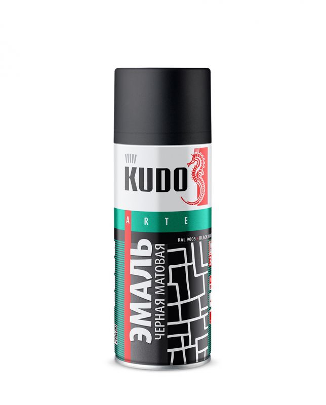 Краска универсальная "KUDO", черная матовая, спрей, 520мл