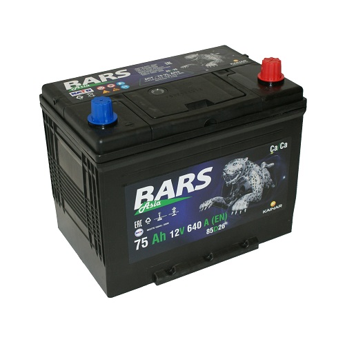 АКБ 75 а/ч "Bars" Asia, 640A, обратная полярность