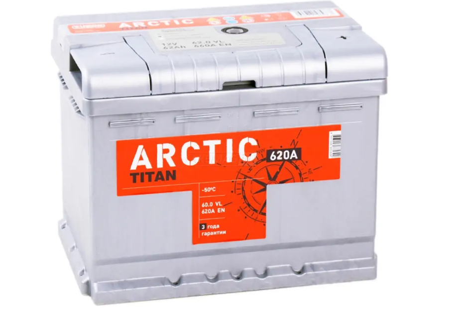 АКБ 60 а/ч "Titan" Arctic, 620A, прямая полярность