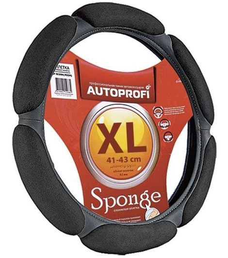 Оплетка "Autoprofi" замша, 6 подушек, черный, размер XL 