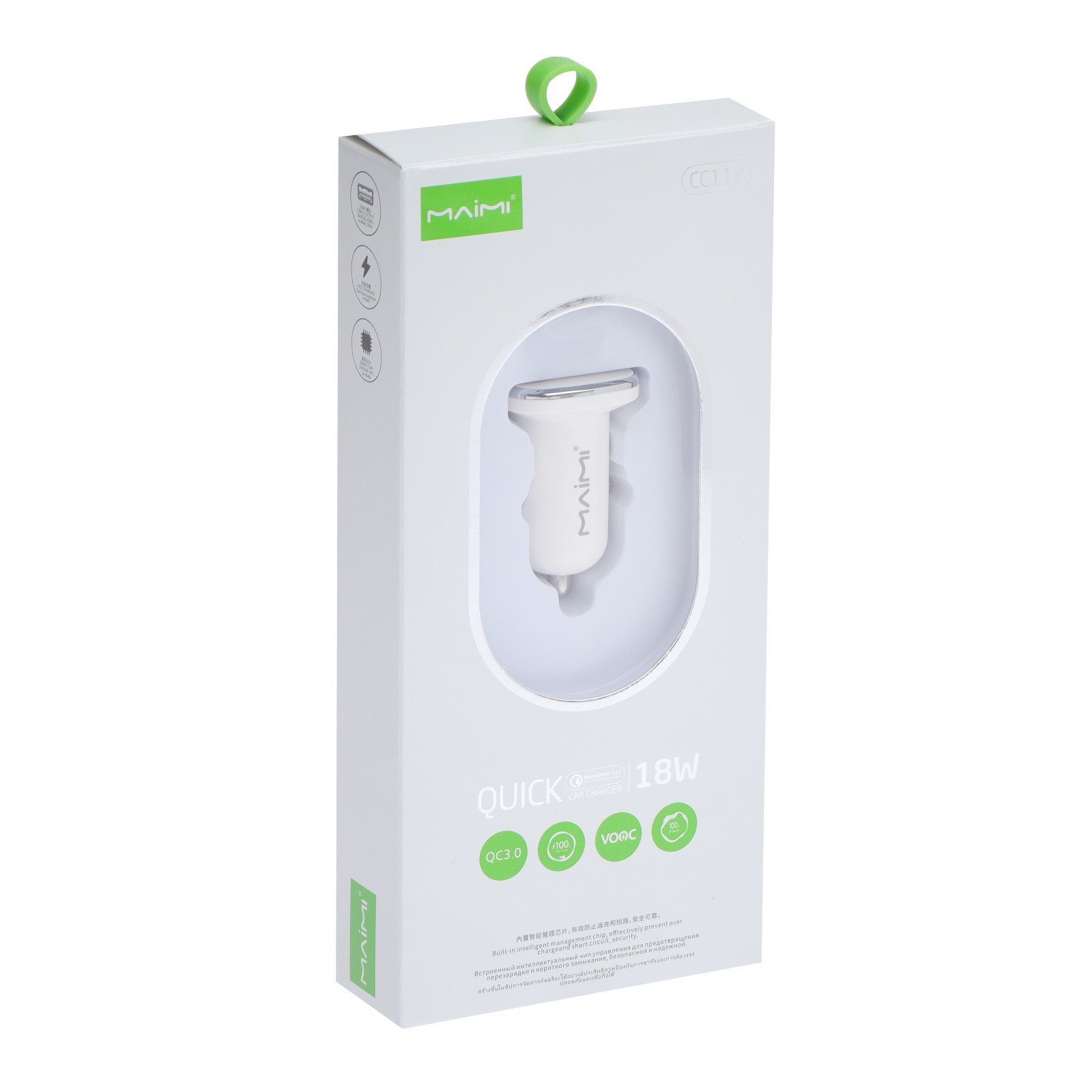 Зарядное устройство для 1 USB "MAIMI", автомобильное, быстрая зарядка