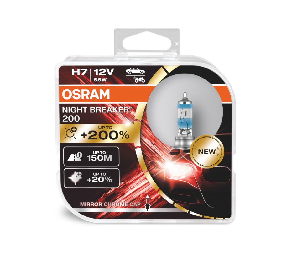 Автолампы H7 "Osram", Night Breaker, +200%, 12V, 55W