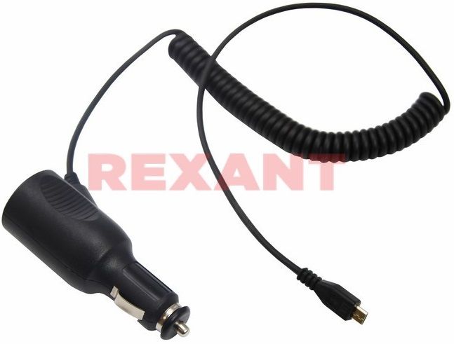 Зарядное устройство для micro USB "Rexant", автомобильное, 12V, 2А, 2 метра