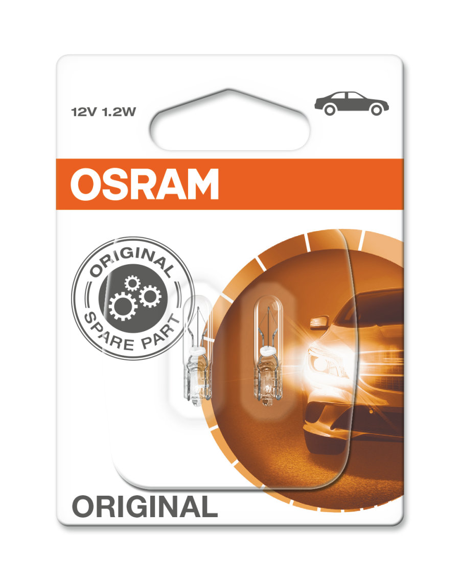 Автолампа в панель W2,3W "Osram", Original, 12V, 1,2W