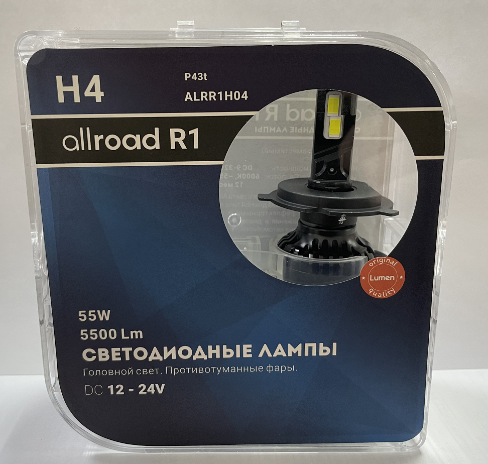Комплект светодиодных ламп H4 "Allroad", R1, 12-24V, 55W, 6000K, 5500Lm