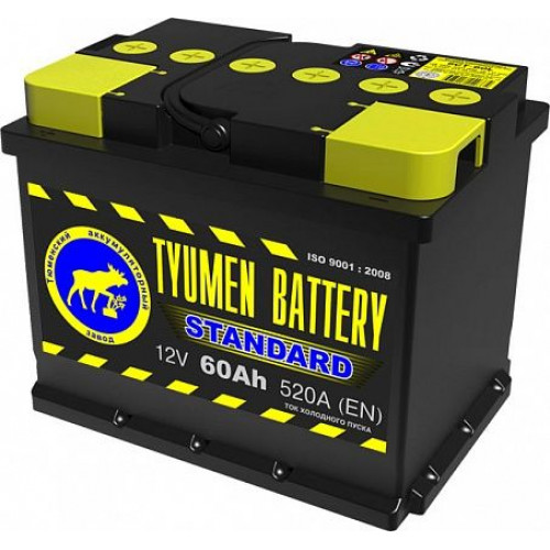 АКБ 60 а/ч "TYUMEN BATTERY" STANDARD, 520А, прямая полярность